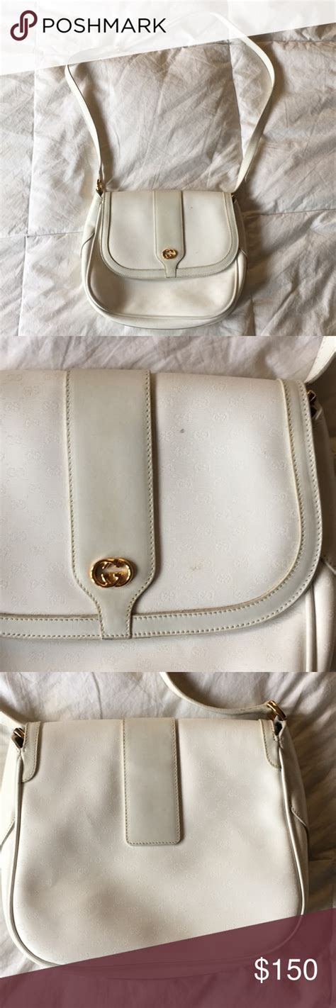 gucci handbags white|vintage gucci white shoulder bag.